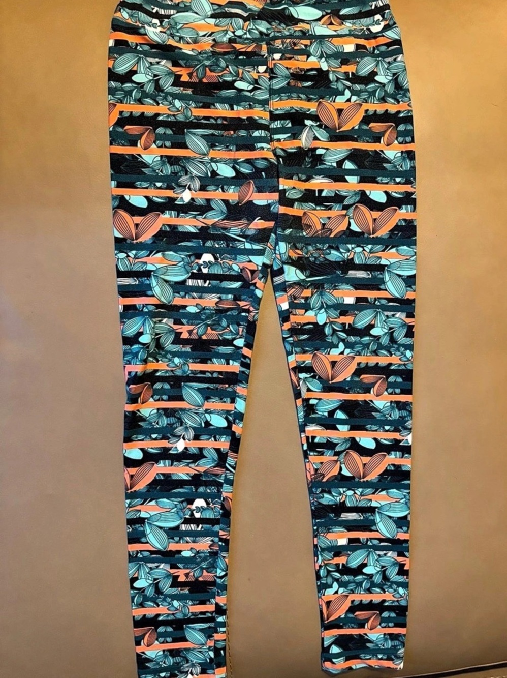Lularoe Printed Athletic Leggings in Black & Orange